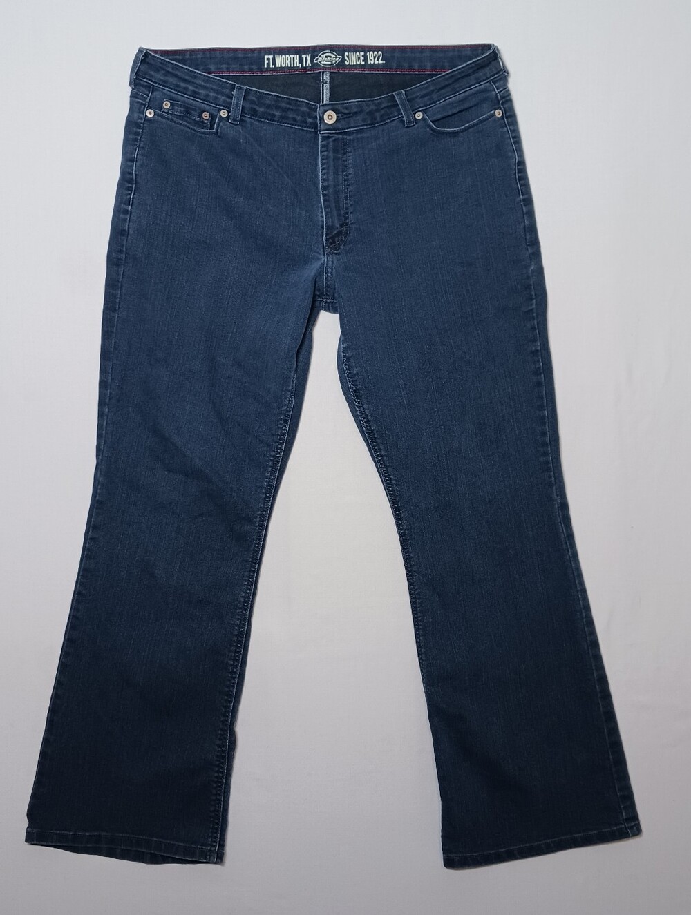 Dickies Womens Curvy Bootcut Jeans 18R Dark Wash Stretch 38X32 Fd143dsw